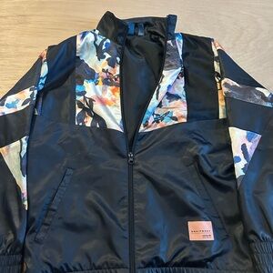 adidas Black Satin Jacket with Pink Logo Patch 4036